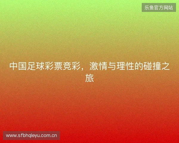 中国足球彩票竞彩，激情与理性的碰撞之旅