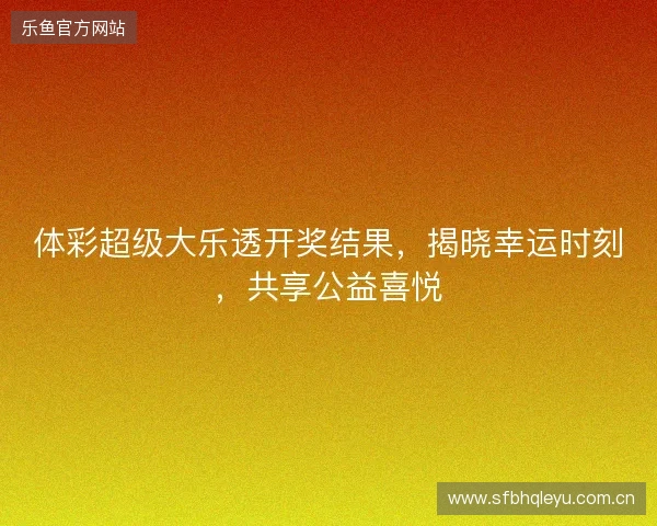 体彩超级大乐透开奖结果，揭晓幸运时刻，共享公益喜悦